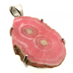 Rhodochrosite Gemstone Sterling Silver Pendant 08